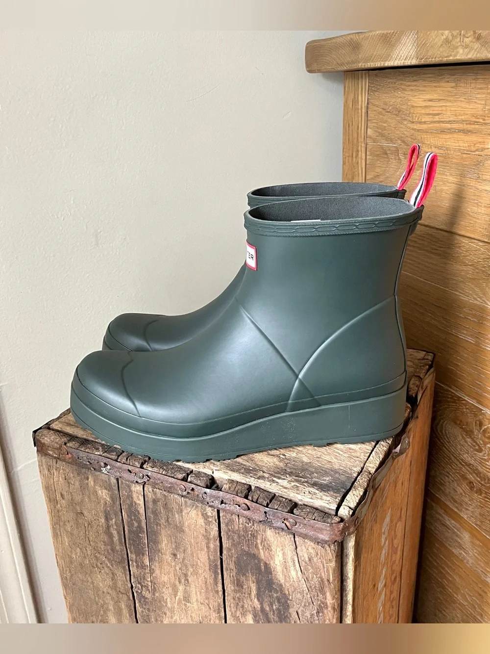 Hunter Womens Original Play Short Rain Boots Arctic Moss Green Size 11